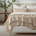 thumbnail image 6 of EVERGRACE Cotton Gauze King Bedspread, Ultra Soft Prewashed Pick Stitch Matelassé Coverlet, Lightweight Textured Oversized King Quilt Bedding Set for All Season, with 2 Shams, Khaki Tan, 6 of 8