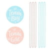 48 Pcs Team Boy or Team Girl Button Pins for Guest, Pink and Blue Bead Necklaces for Baby Gender Reveal Party Supplies Favors