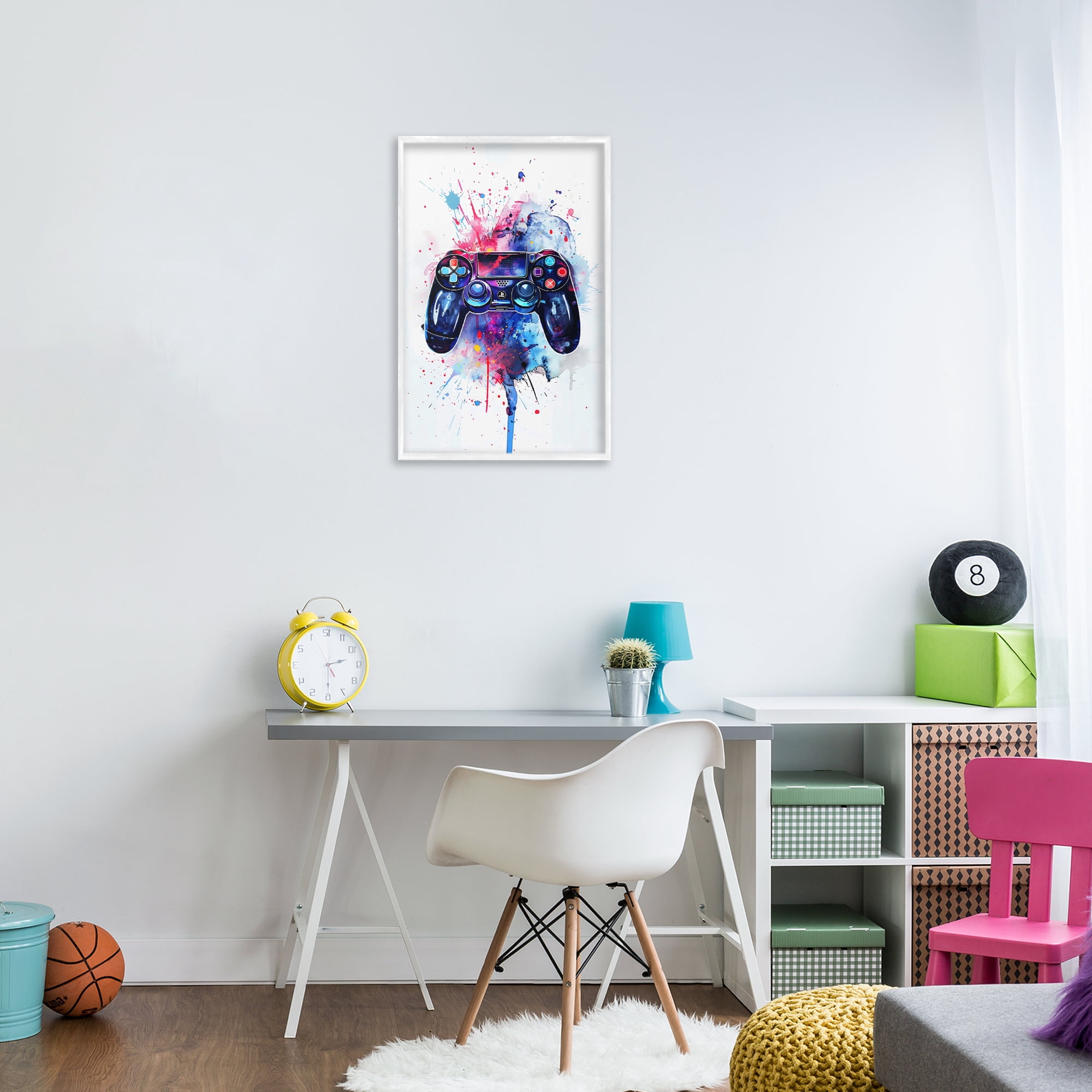 Stupell Industries Burst of Color Controller White Framed Giclee Art, design by Creative Studio