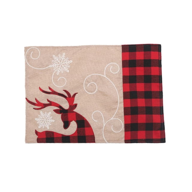 Kearding Elk Placemat Cloth Christmas Placemat Funcional Elk Table Mat Resistente al calor Elk Table Pad Cute Elk Heat Pad para el hogar Navidad de Kits de decoración para fiestas Kearding HA021304-00