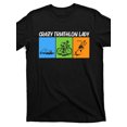 thumbnail image 1 of Chemise à Manches Courtes pour Hommes avec Design Graphique Rétro de Triathlon, Imprimé de Course à Pied et de Natation, 1 of 5