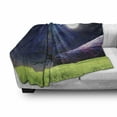 thumbnail image 3 of Tree Soft Flannel Fleece Blanket, Moon with a Tree Full Moon Galaxy Grass Creative Fantasy Style Illustration Print, Cozy Plush for Indoor and Outdoor Use, 50" x 70", Green and Navy, by Ambesonne, 3 of 6