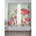 thumbnail image 2 of Sheer Curtains 63 Inch Length 2 Panels Set for Bedroom, Mushroom Semi Sheer Curtains for Windows, Sage Green Butterfly Moon Eucalyptus Leaf Voile Window Treatments Rod Pocket Curtain, 2 of 7