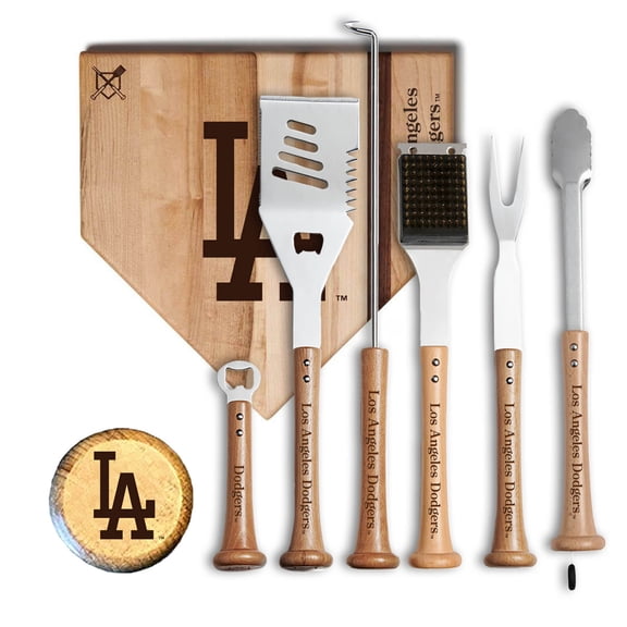 Baseball BBQ Los Angeles Dodgers MVP 12- Cutting Board & 6-Piece BBQ Tools Grill Set