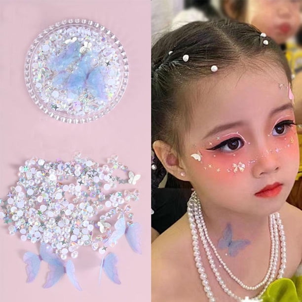 LUVCLS Pegatinas de maquillaje facial para niños, maquillaje de ojos para novias, luz de diamante, decoración facial U9