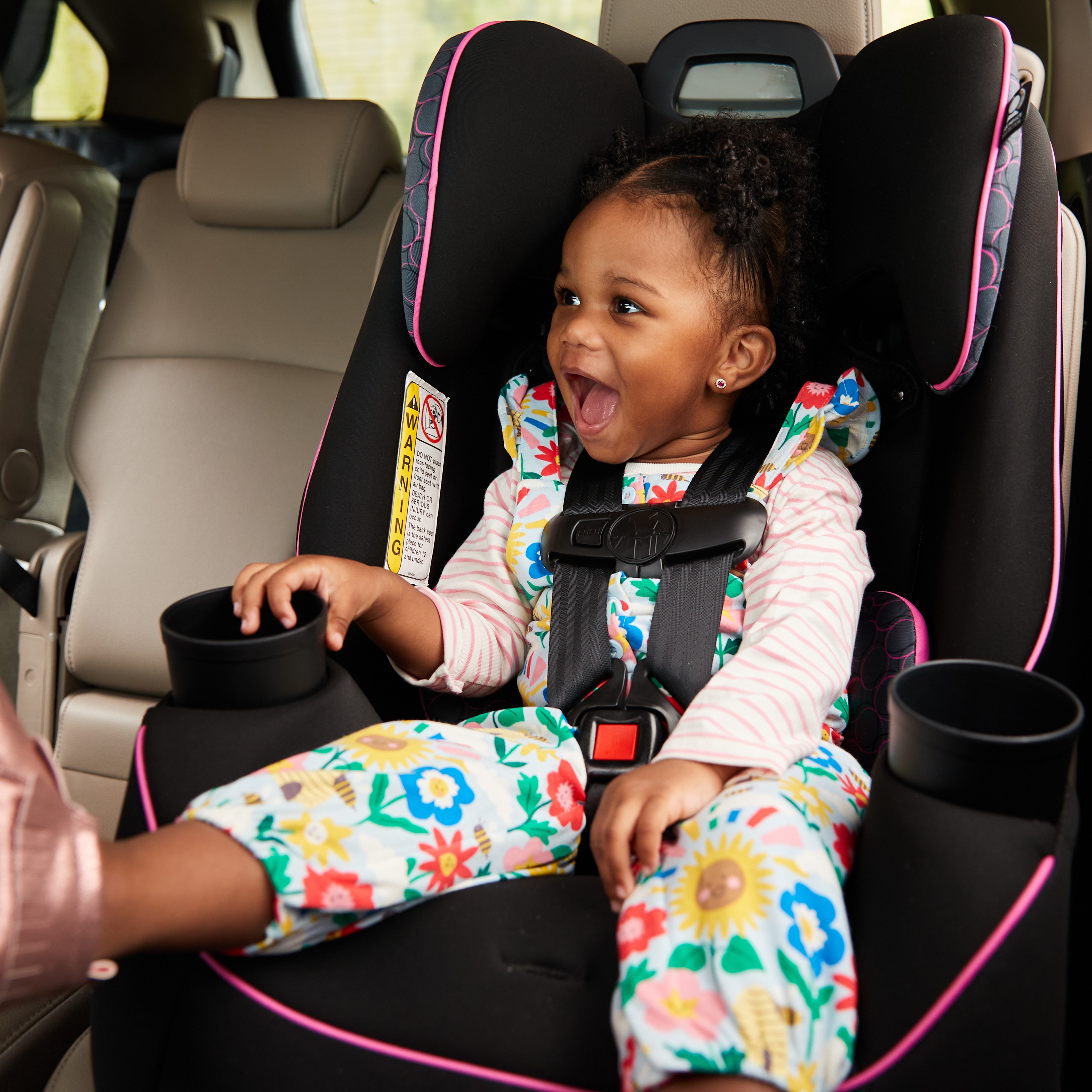 Cosco Kids Easy Elite Slim All-in-One Convertible Car Seat, Pink Rings - image 4 of 28