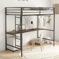thumbnail image 2 of Christopher Knight Home Metal Loft Bed, Twin Size Bed Frame with Clothes Hanger for Kids Teens, Black, 2 of 11