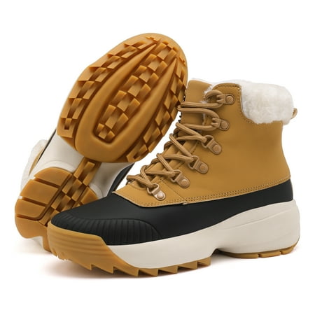 ulogu Women s Winter Snow Boots Ankle Booties Non Slip Winter Shoes Outdoor Winter Boots for Women Waterproof Snow Shoes (Women Size 6  Brown)