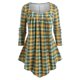 thumbnail image 1 of Camiseta Talla Extra Panel a Cuadros Botones Rosegal Mangas largas de talla grande, 1 of 5
