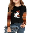 thumbnail image 2 of Drmagiyhm Girl's T-Shirts Size 10-12 Cute Halloween Floral Print Shirt Fashion Casual Holidays Crewneck T-Shirt Long Sleeve Tees 4-5 Years Light Gray, 2 of 5