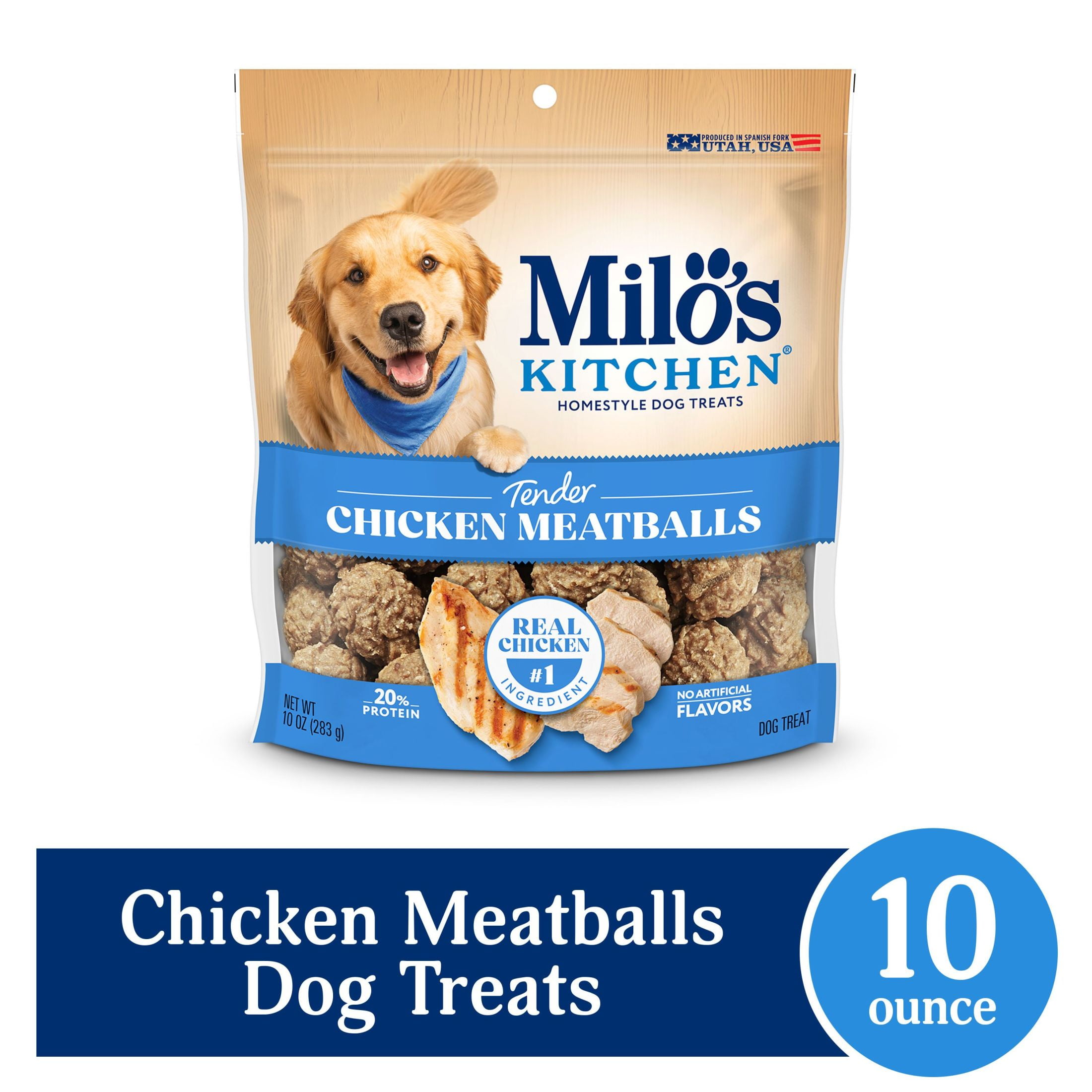 Milo’s Kitchen Chicken Meatballs Dog Treats, 10 oz Bag
