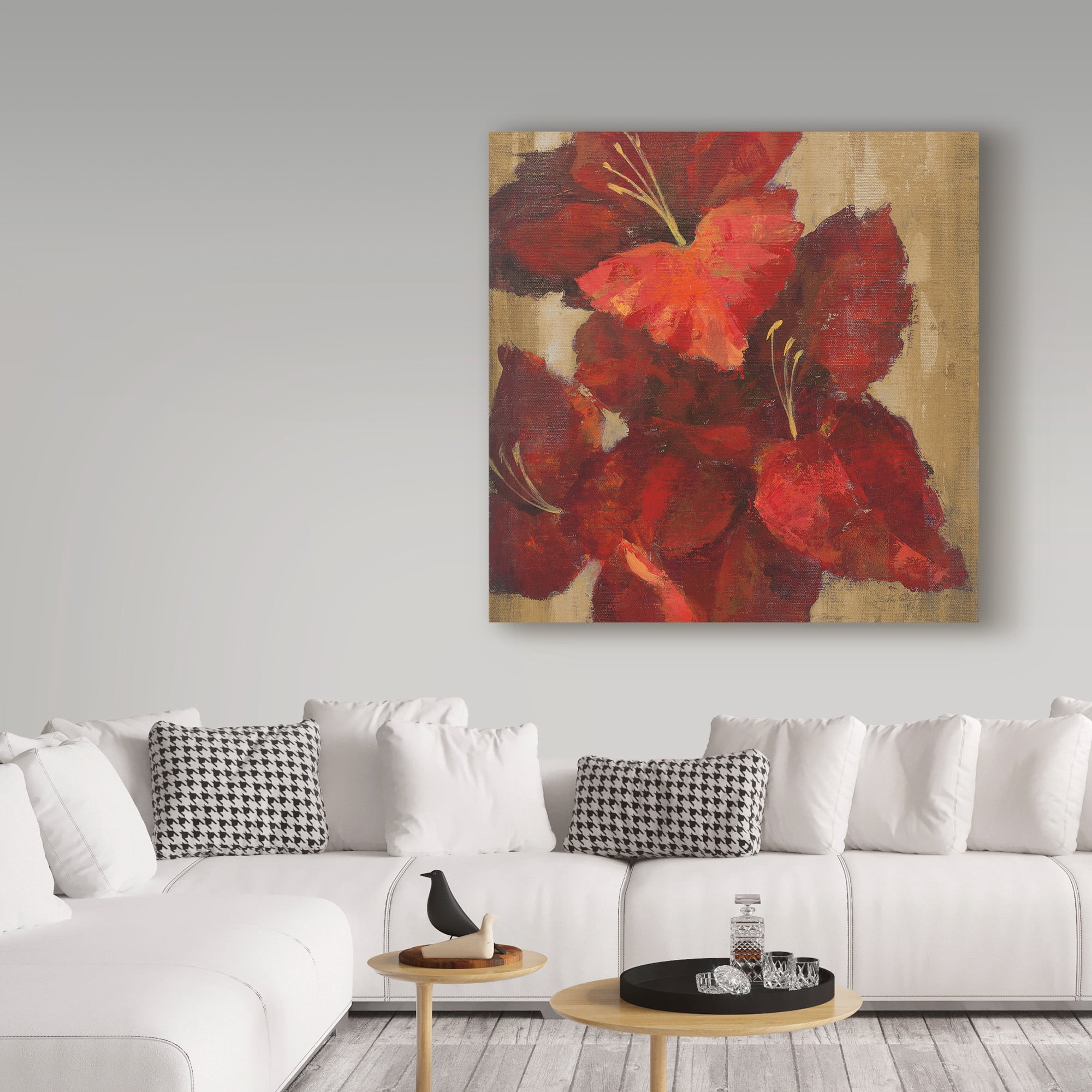 Trademark Fine Art 'Vivid Red Gladiola on Gold Crop' Canvas Art by Silvia Vassileva