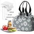 thumbnail image 4 of Geometric Flower and Sunburst Gray Drawstring Insulated Lunch Bag for Women, Stain-Resistant Large Lunch Tote with Multi-Pockets for Work Office, 4 of 6