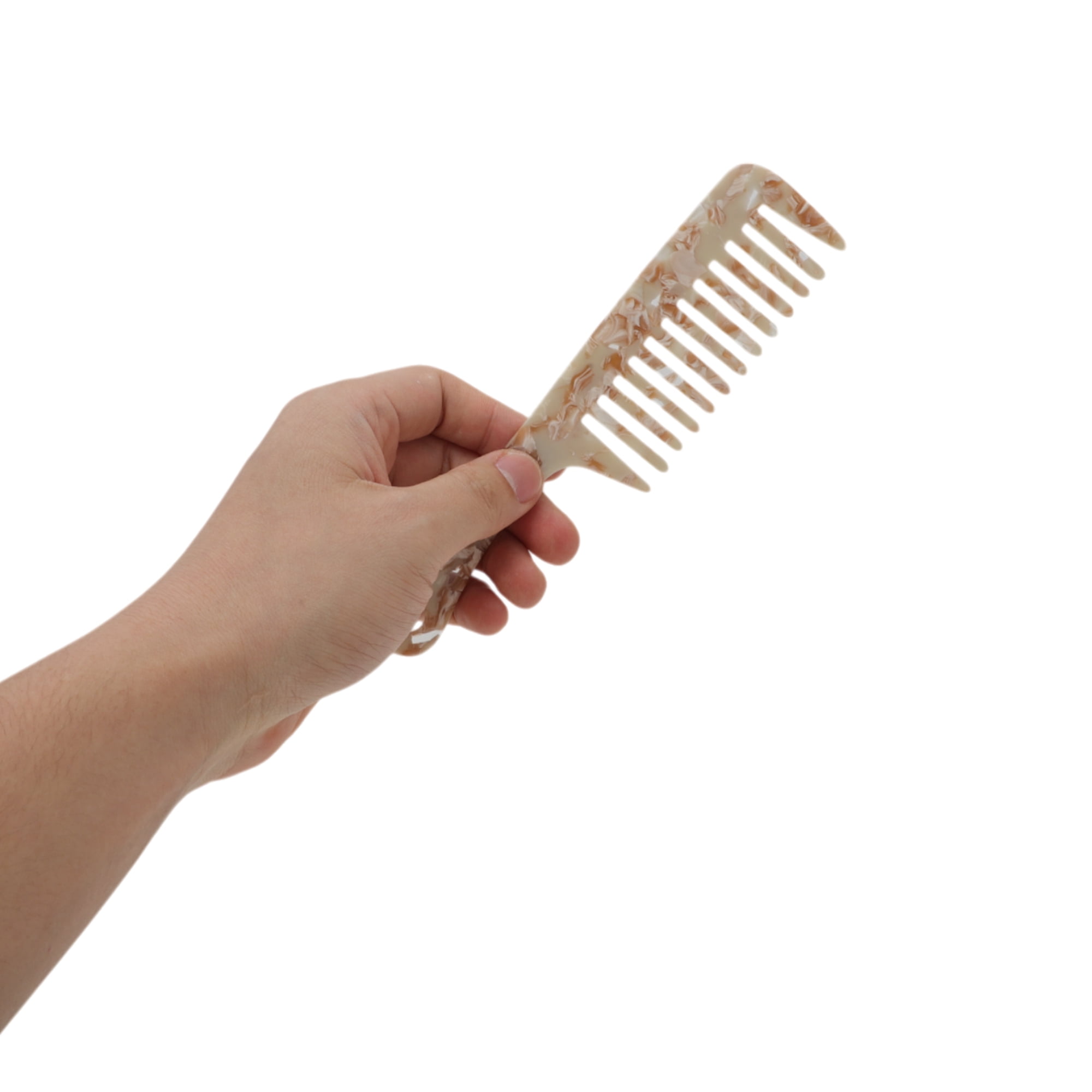 Unique Bargains 1 Pc Marble Handle Hair Comb for All Hair Types Styles Beige, Coffee Color