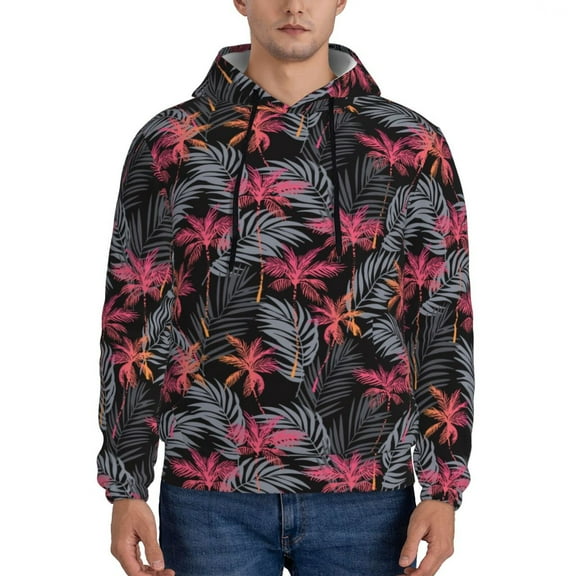 Rateoe Colorful Hawaii Palms Pattern Mens Hoodie, Pullover Hooded Sweatshirt, Kangaroo Pocket Hoodie Ideal for Daily Wear, Travel and Home-Small