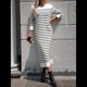 thumbnail image 4 of Vestido Tipo Suéter para Mujer, Tejido Holgado, A Rayas, Elegante, para Otoño e Invierno. L, 4 of 9