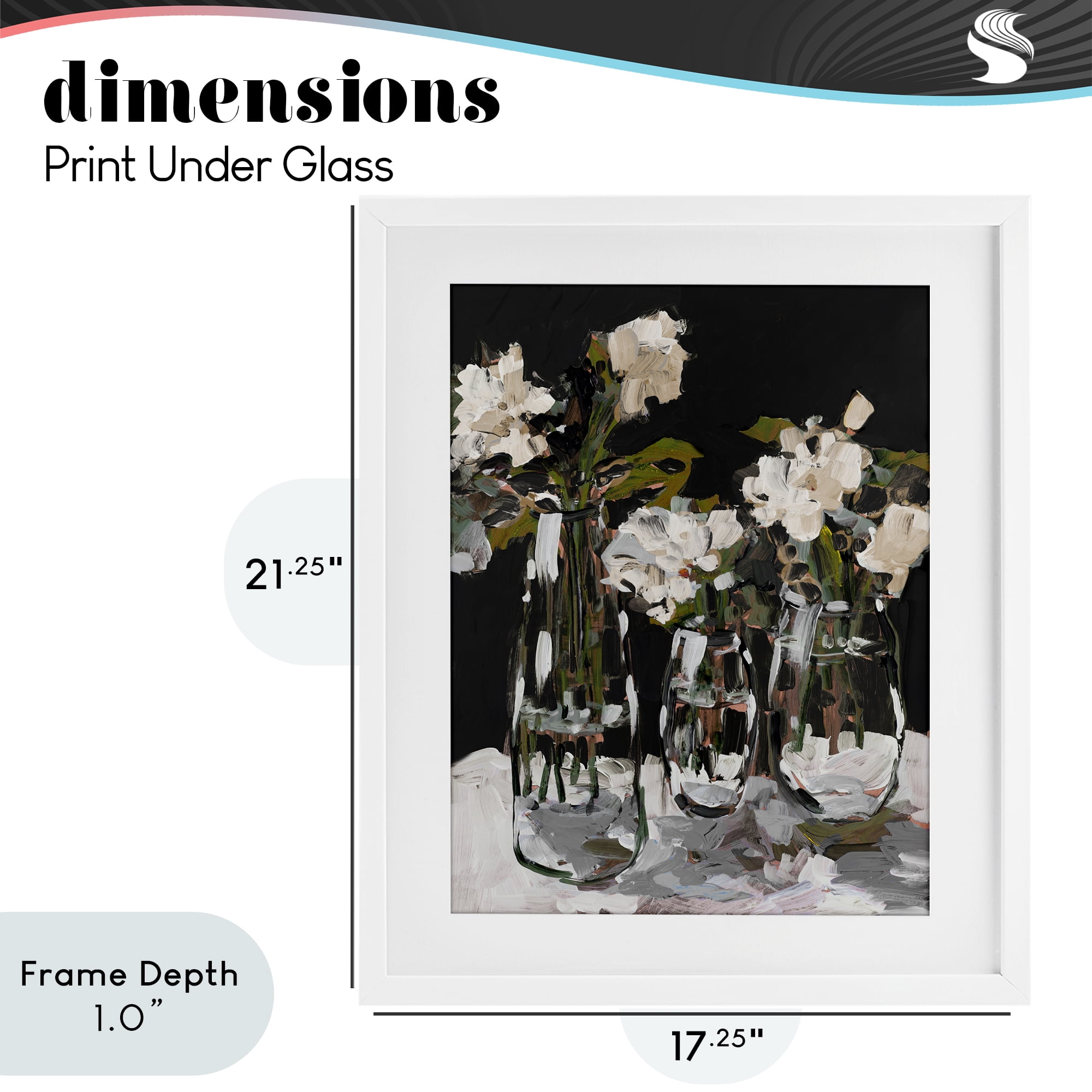 Stupell Industries Three Flower Vases on Black White Framed Print Under Glass, design by Jane Slivka