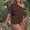 Coffee, variant on Harpily Womens T-Shirts Y2K Style Asymmetric Neckline Off Shoulder Short Sleeve Casual Basic Short Sleeve T-Shirt
