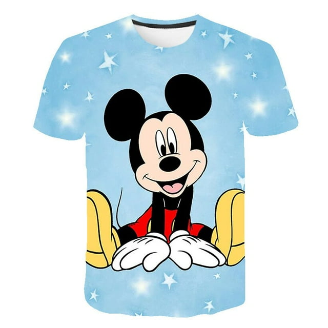 Camisetas de dibujos animados para niños y niñas, camiseta con estampado de Mickey Mouse para niños, camiseta de manga corta de verano para niños, camisetas de dibujos animados, ropa 9T Gao Jinjia LED