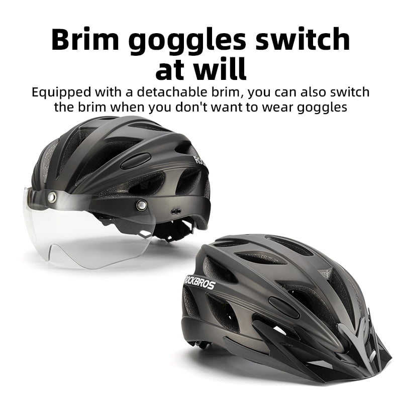 ROCKBROS Cycling Helmet Protective Bicycle Helmet with Magnetic Goggle Switching Detachable Cycling for Fast/Slow/Leisure /Windbreak