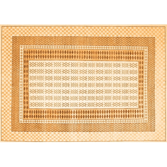 Ahgly Company Indoor Rectangle Abstract Orange Contemporary Area Rugs, 6' x 9'
