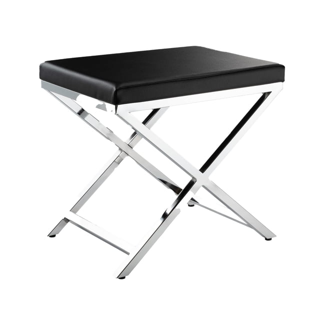 Taburete Accent Benzara Myra de 21 pulgadas de piel sintética, color negro cromado