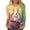 Yellow, variant on AGWOLF Women's Easter Shirt 3/4 Length Sleeve Cute Bunny Print Shirts Loose Fit Crew Neck Pullover Religious Tops Graphic Tees Gray XXL