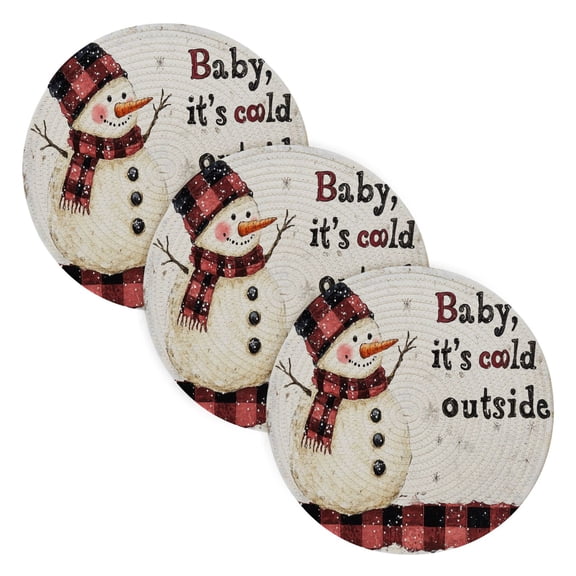 BZSMCE Mats for Pots,Pans Place Smiled Snowman Pattern Simple Style Pattern Pot Mats