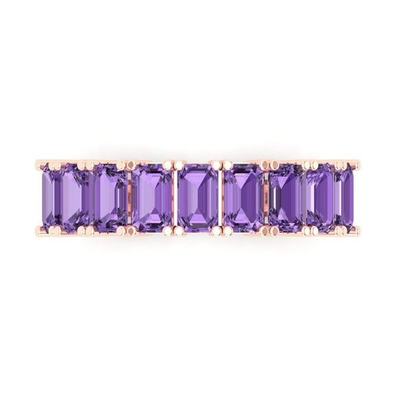 2.61 ctw Wedding Band for Women - 18K Rose Gold Simulated Alexandrite Stackable Eternity Ring