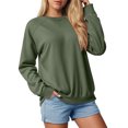 thumbnail image 2 of idosla Sweatshirt for women Side Split Fall Fashion 2025 Long Sleeve Shirts Trending Now (Dark Green, M), 2 of 7