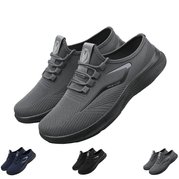 GrmtClth Lace‑Up Sneakers for Men All‑Purpose Low‑Top Knit Trainers Ventilated Mesh Non‑Slip Sole Jogging Daily‑Use Shoes