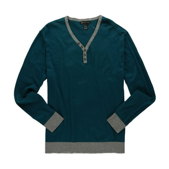 I-N-C Mens Henley Pullover Sweater, Green, X-Large