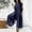 Dark Blue, variant on Aloohaidyvio sweatpants for women ,Womens Solid Color Casual Short Sleeved Medium Length Cotton Linen Shirt Jumpsuit