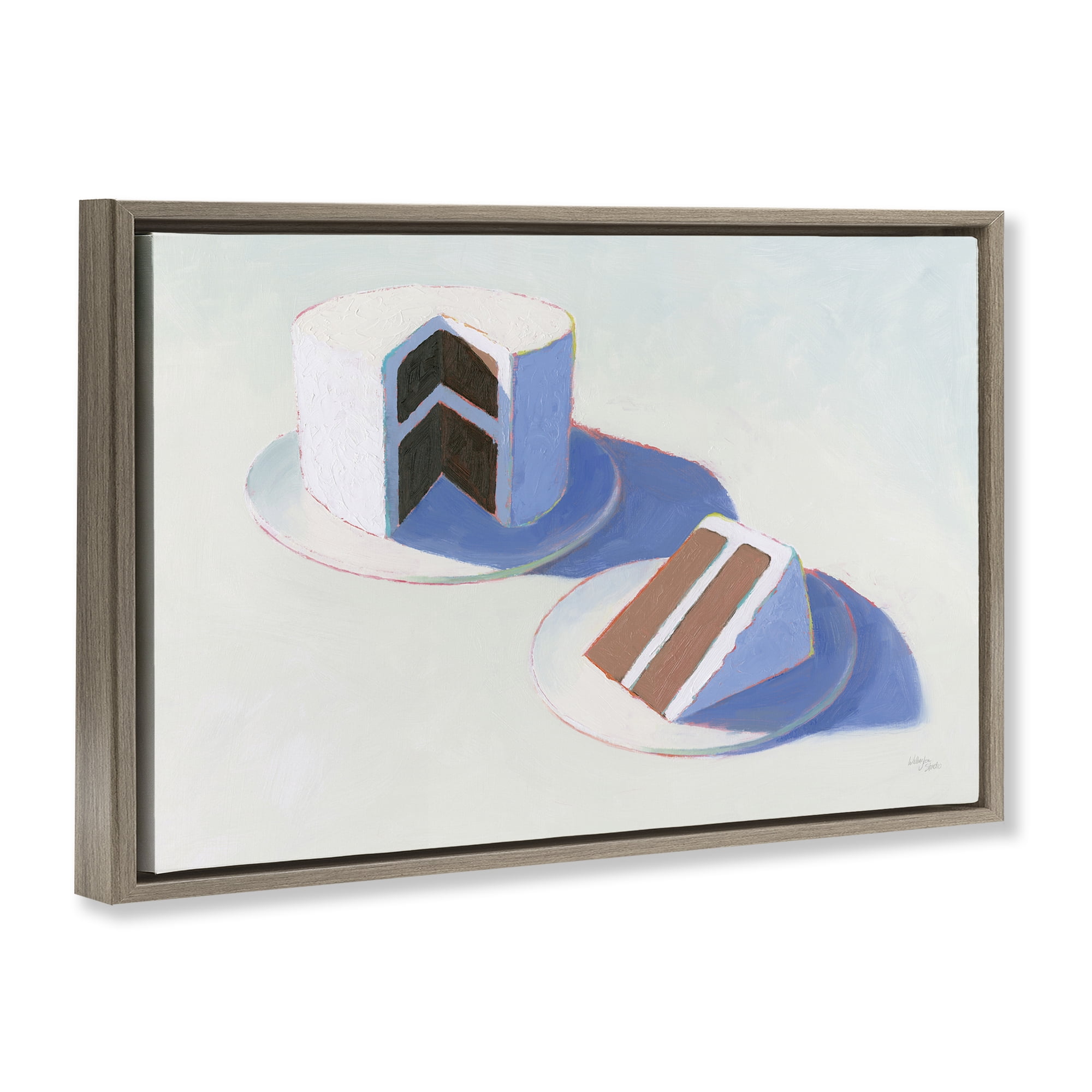 Stupell Industries Layer Cake Dessert Food & Beverage Painting Brown Floater Framed Canvas Art Print Wall Art, 25 x 17