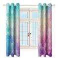 thumbnail image 3 of Colorful Gradient Fish Scale Texture Mermaid 2 Panel Curtain Set, Watercolor Painting Window Treatment Living Room Bedroom Decor, 3 of 5