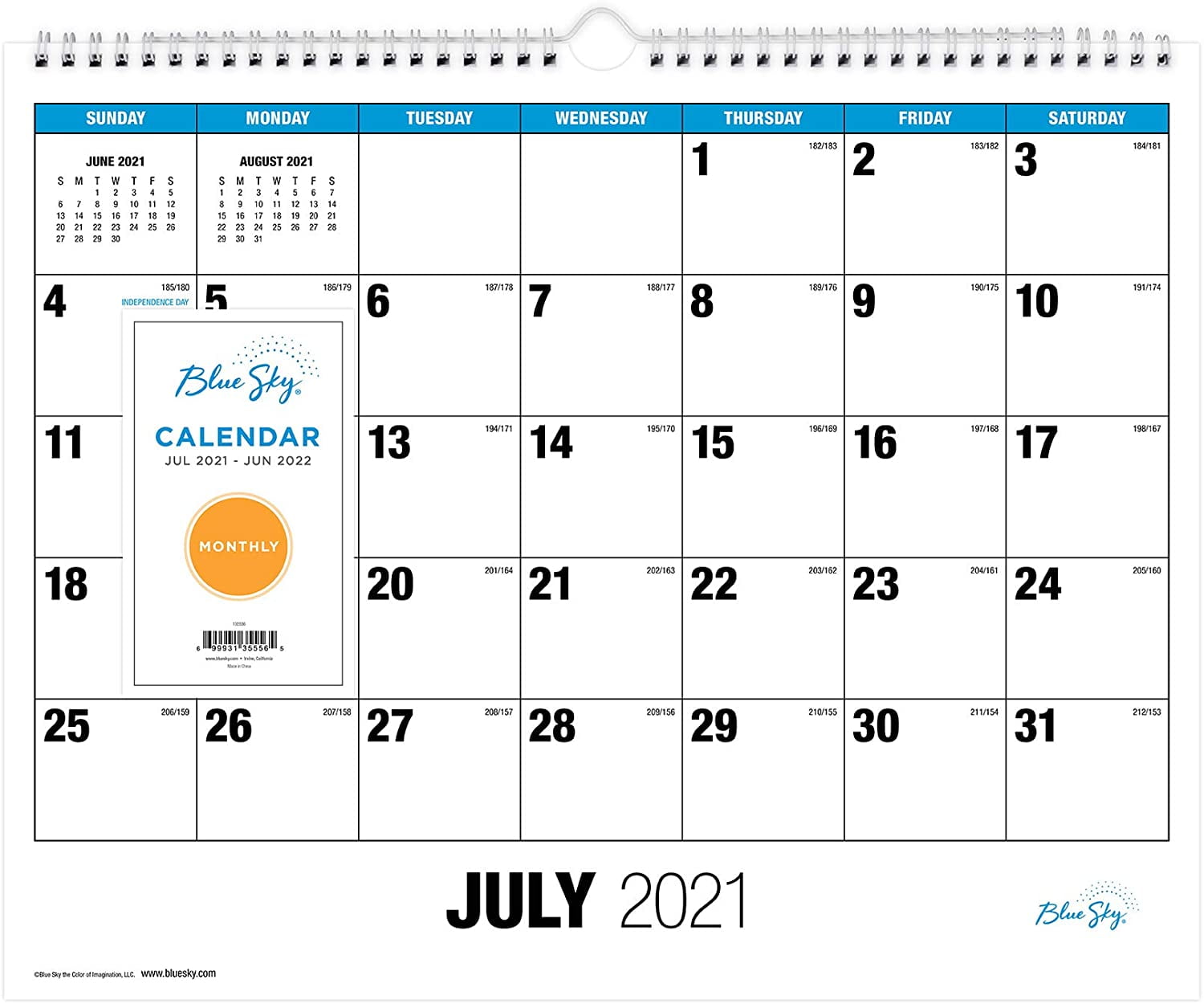 Blue Sky 20212022 Academic Year Monthly Wall Calendar, 15" x 12