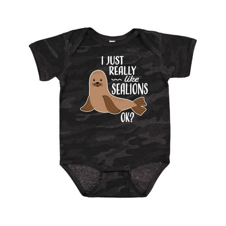 

Inktastic I Just Really Like Sea Lions Ok Gift Baby Boy or Baby Girl Bodysuit