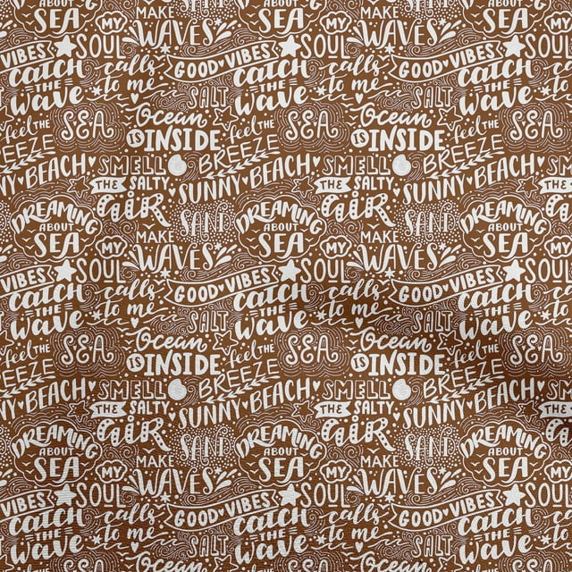 oneOone Polyester Spandex Brown Fabric Writing Text Sewing Craft Projects Fabric Prints By Yard 56 Inch Wide