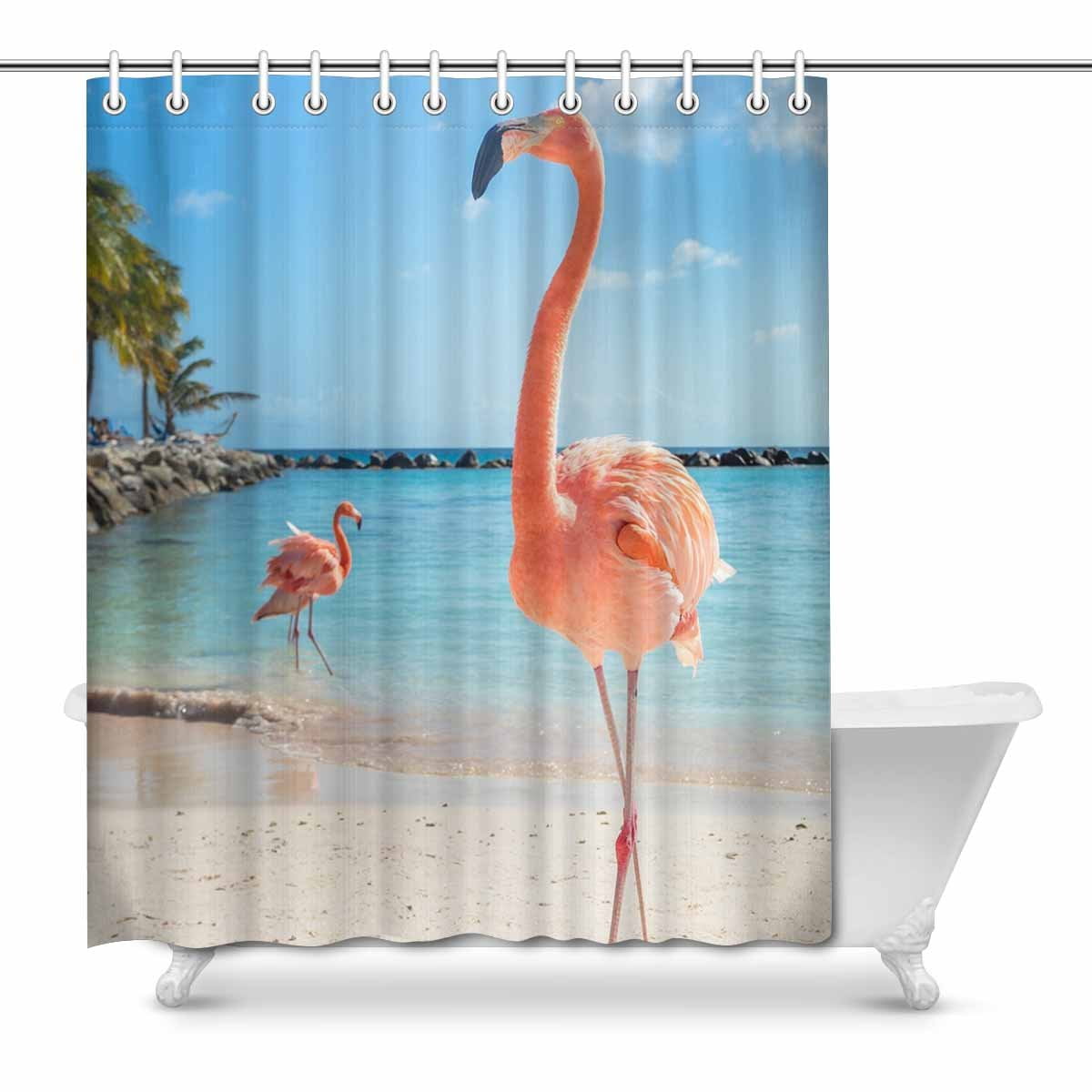 MKHERT Tropical Pink Flamingos Animal with Grey Chevron Home Decor