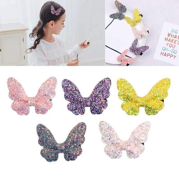 EXHUMKY 5pcs Hair Pins with Glitter for Toddlers Daily Wear Hair Accessories Random Color