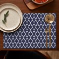 thumbnail image 5 of Navy and White Geometric Lattice Pattern Summer Placemats Table Placemats Set Of 4-Linen Kitchen Washable Placemats Table Mats 11.8"x17.7" Non-Slip Heat Resistant, 5 of 6