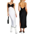 thumbnail image 5 of KelaJuan Women's Satin Bodycon Long Dress Spaghetti Strap Low Back Lace Trim Midi Slip Dress Party Outfit, 5 of 5