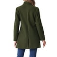 thumbnail image 3 of Abrigo de mujer Inspire Chic de longitud media, con cuello alto, de un solo botón, abrigo de invierno en verde ejército, talla XS, 3 of 6