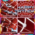 thumbnail image 4 of Red Background Banner Spider Web Pattern Birthday Display 3D Letters Shiny Design Party Backdrop for Birthday Party Kids Celebration Photo Shoot, 4 of 8