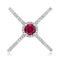 thumbnail image 2 of Gem Stone King 1.82 Cttw Round 5MM Red Created Ruby Criss Cross X Ring in 925 Sterling Silver for Women (Size 6), 2 of 5