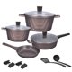 thumbnail image 1 of Batería de cocina antiadherente 13 piezas para inducción ollas y sartenes café, 1 of 7