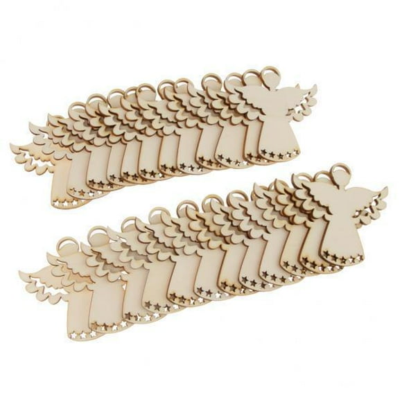 GUOOL 3-10pack 24 Pieces Unpainted Angel Wooden Craft Gift Tags Price Labels Xmas 3 Pcs