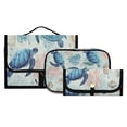 thumbnail image 3 of 3-Piece Travel Toiletry Bag Set, Hanging Wash Bag with Makeup Bag & Brush Case,Waterproof Cosmetic Organizer for Travel, Gym & Home Deep Green Sea Turtles, 3 of 10