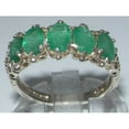 thumbnail image 2 of LBG British Made 18k White Gold Natural Emerald Womens Eternity Ring - 33 size options - Size 9.75, 2 of 7
