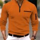 thumbnail image 3 of Gibobby Camisas polo Tops de manga larga con botones de solapa y diseño de contraste de Color sólido a la moda de ocio para las cuatro estaciones para ho(Naranja,M), 3 of 4